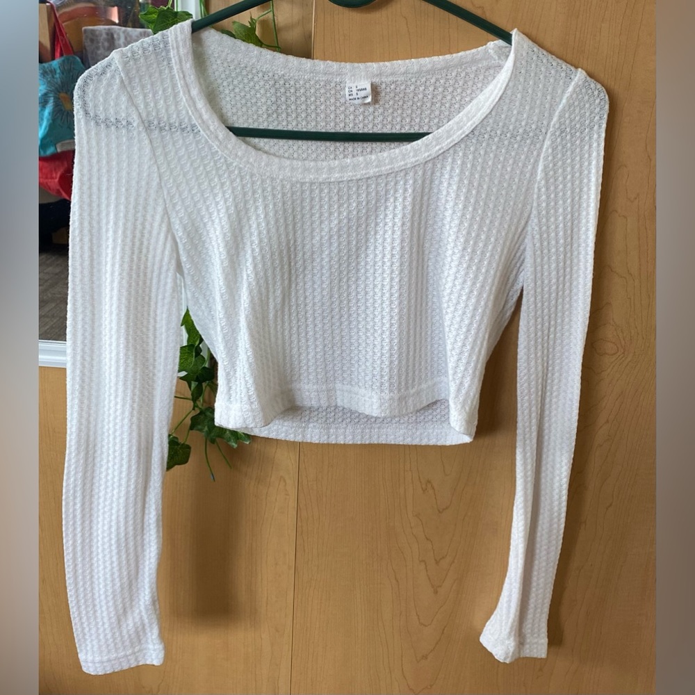 white cropped longsleeve